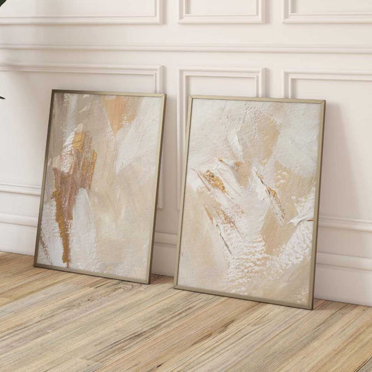 Cream and Beige Duo Abstract Prints