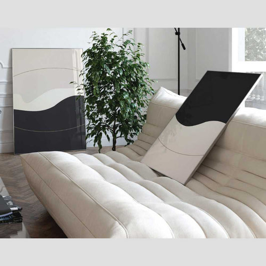 Black and Beige Abstract Wall Art Duo