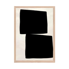 Beige Balance: Dual Black Square Offset wall art print