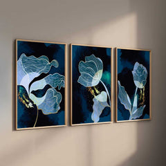 Azure Elegance: Set of 3 Prints