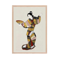 Japanese female dancer (17th century) vintage painting.