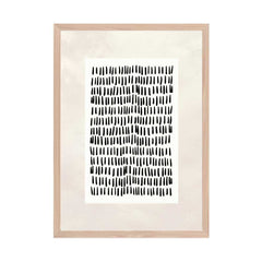 Beige Tranquility: White Rectangle and Black Strokes