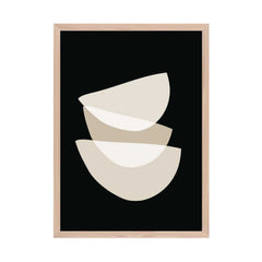 Beige Crescents on Noir Abstract