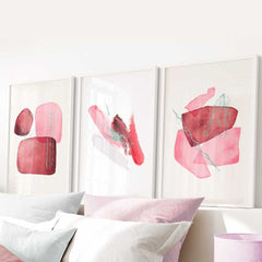 Pink and Red Abstract Trio