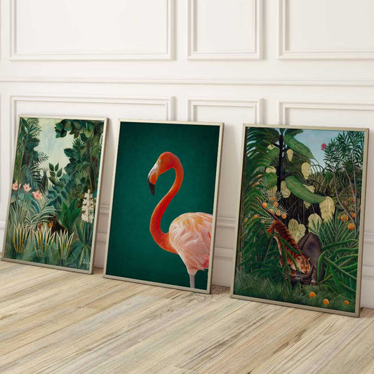 Tropical Jungle and Flamingo Trio