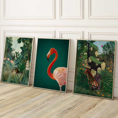 Tropical Jungle and Flamingo Trio