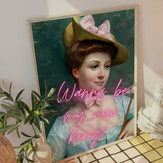 Altered Vintage Art - Wanna be my new king!