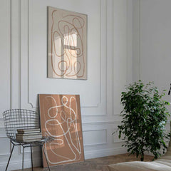 Cream and Beige Set of 2 Abstract Squiggles