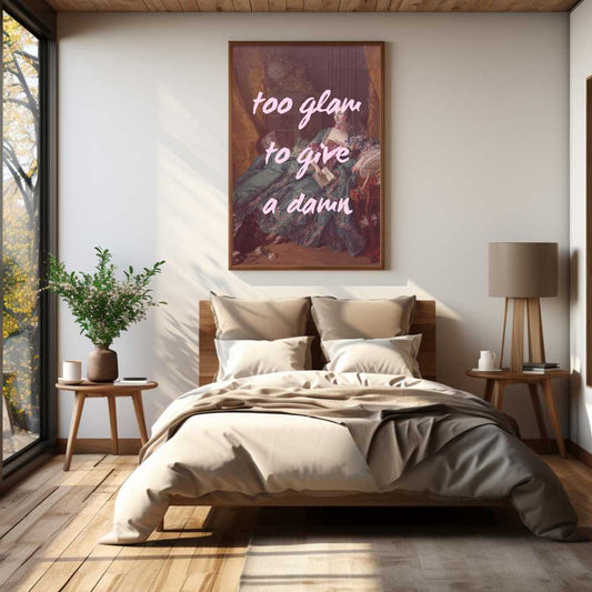 Altered Vintage Art - Quote: Too glam to give a damn