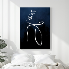 Navy Blue Minimalist Line Art Print | Modern Abstract Female Figure Wall Art | Printable Contemporary Canvas | Digital Download