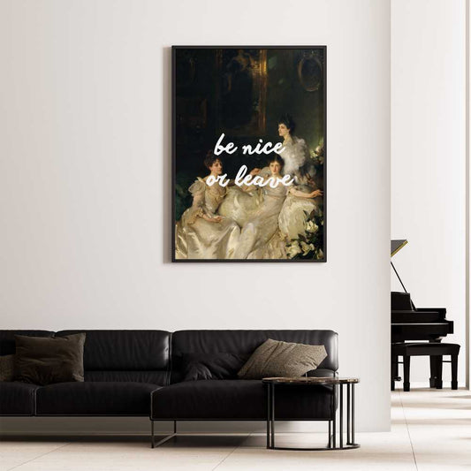 Altered Vintage Art - Quote: Be nice or leave