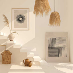 Beige Abstract: Quadratic Lines