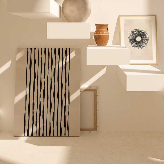 Beige Cascade: Black Line Waterfall