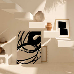 Beige Enigma with Black Swirls