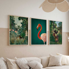 Tropical Jungle and Flamingo Trio