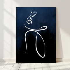 Navy Blue Minimalist Line Art Print | Modern Abstract Female Figure Wall Art | Printable Contemporary Canvas | Digital Download