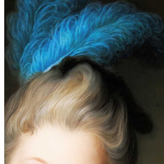 Blue Vintage Feather Renaissance Portrait, Dark Academia