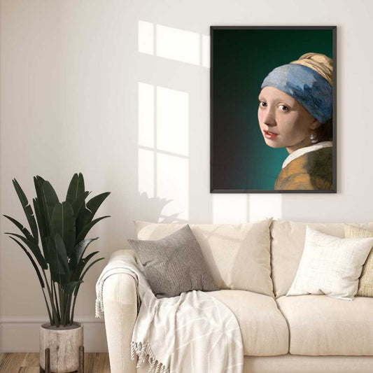 Girl with a Pearl Earring - Green Altered Art -Johannes Vermeer