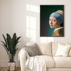 Girl with a Pearl Earring - Green Altered Art -Johannes Vermeer