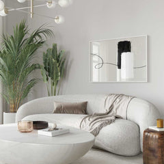 Linear Contrast: Abstract Black Line with Monochrome Rectangles