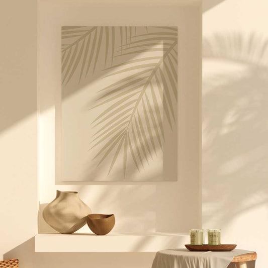 Verdant Serenity: Olive Green Palm Leaves Silhouette