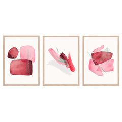 Pink and Red Abstract Trio