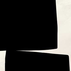 Beige Balance: Dual Black Square Offset wall art print