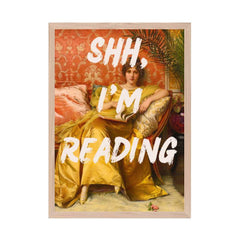 Altered Vintage Art - Quote: Shh, I'm reading