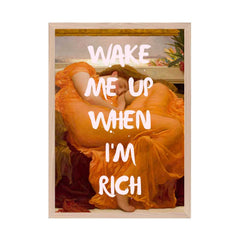 Altered Vintage Art - Quote: Wake me up when I'm rich