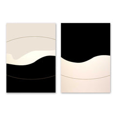 Black and Beige Abstract Wall Art Duo