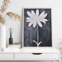 Solitary Elegance: Vintage Oil Painted Daisy in Print