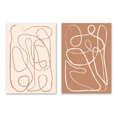 Cream and Beige Set of 2 Abstract Squiggles