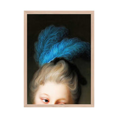 Blue Vintage Feather Renaissance Portrait, Dark Academia