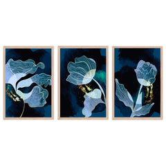 Azure Elegance: Set of 3 Prints