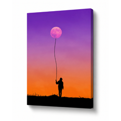 Moon Balloon Wall Art Print | Dreamy Sunset Silhouette Photography | Celestial Minimalist Digital Download | Modern Printable Wall Decor