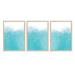 Turquoise Tides: Set of 3 Watercolour Abstract Prints