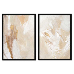 Cream and Beige Duo Abstract Prints