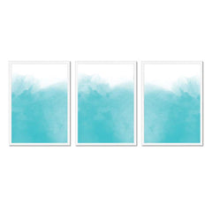 Turquoise Tides: Set of 3 Watercolour Abstract Prints
