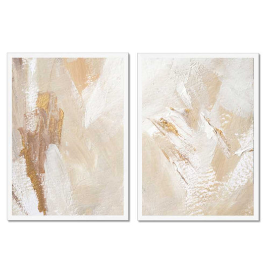 Cream and Beige Duo Abstract Prints