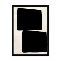 Beige Balance: Dual Black Square Offset wall art print