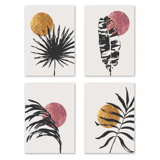 Minimalist Botanical Wall Art Set of 4 | Abstract Neutral Prints | Modern Boho Digital Download | Scandinavian Printable Gallery Wall
