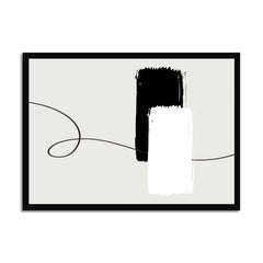 Linear Contrast: Abstract Black Line with Monochrome Rectangles