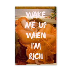 Altered Vintage Art - Quote: Wake me up when I'm rich