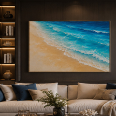 Neutral Coastal Abstract Wall Art Downloadable Print | Modern Minimalist Seascape Canvas | Beige, Grey & Gold Landscape Artwork | Digital Download (Copy)