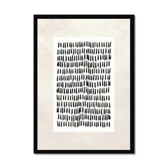 Beige Tranquility: White Rectangle and Black Strokes