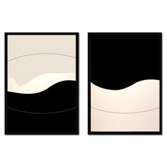 Black and Beige Abstract Wall Art Duo