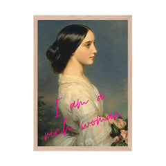 Altered Vintage Art - I am a rich woman