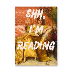 Altered Vintage Art - Quote: Shh, I'm reading