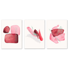 Pink and Red Abstract Trio