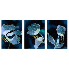 Azure Elegance: Set of 3 Prints